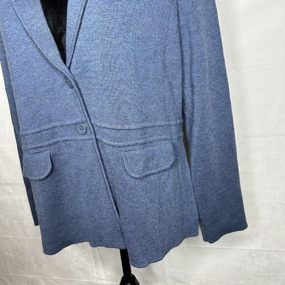 Talbots Womens Sweater Blazer Size L 100% Pure Merino Wool Blue - Picture 4 of 11